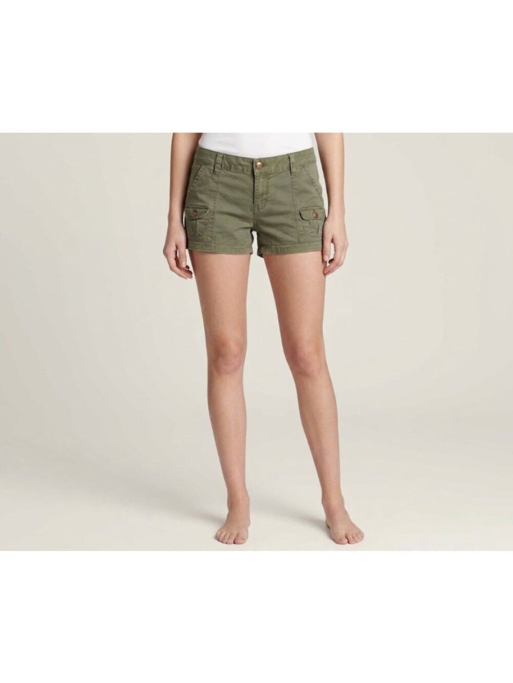 Bongo Womens Olive Green Stretch Cotton Pants Size 5 Casual Y2K